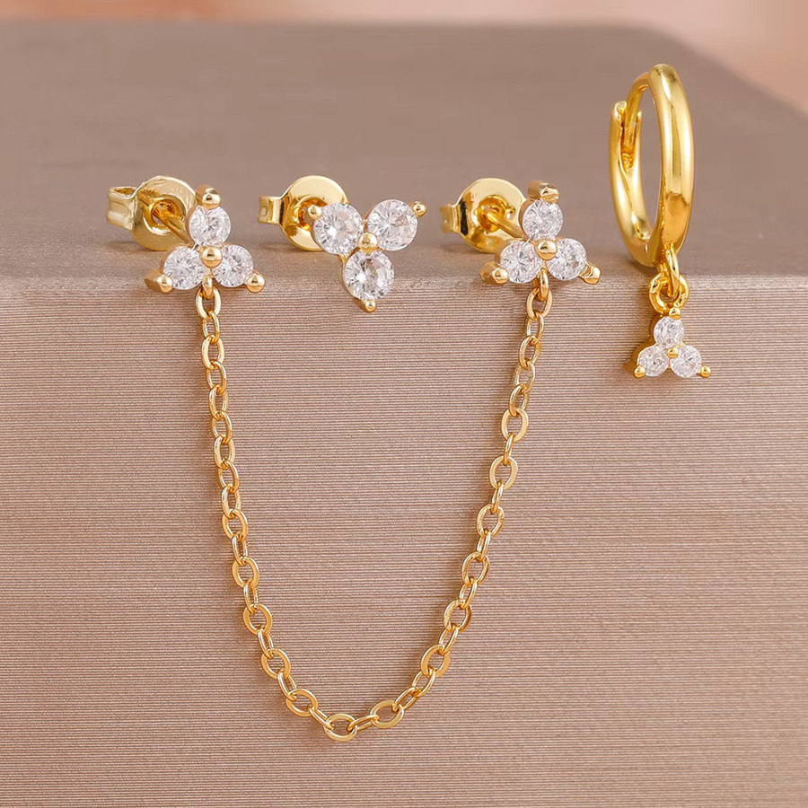 Yuedane Ohrstecker-Set, Gold, Zirkonia, Damen - Bild 1