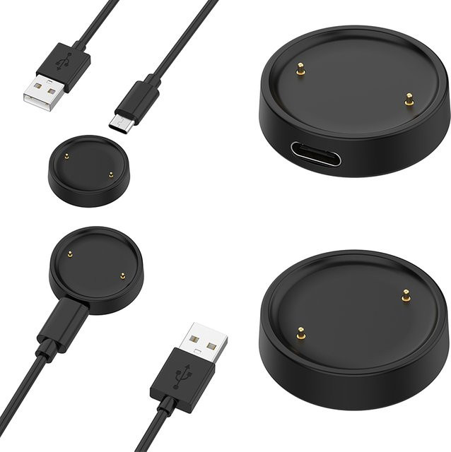 Magnetisches Ladegerät für Amazfit Active 2 und Bip 6 Smartwatch, USB-Ladekabel und Dock-Ständer in Schwarz - Bild 1