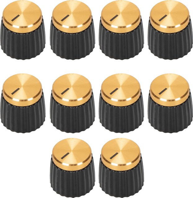 DAIERBUMP 10er Set Potentiometer Knöpfe für Gitarre und Verstärker, Schwarz, 6,35 mm Durchmesser - Bild 1