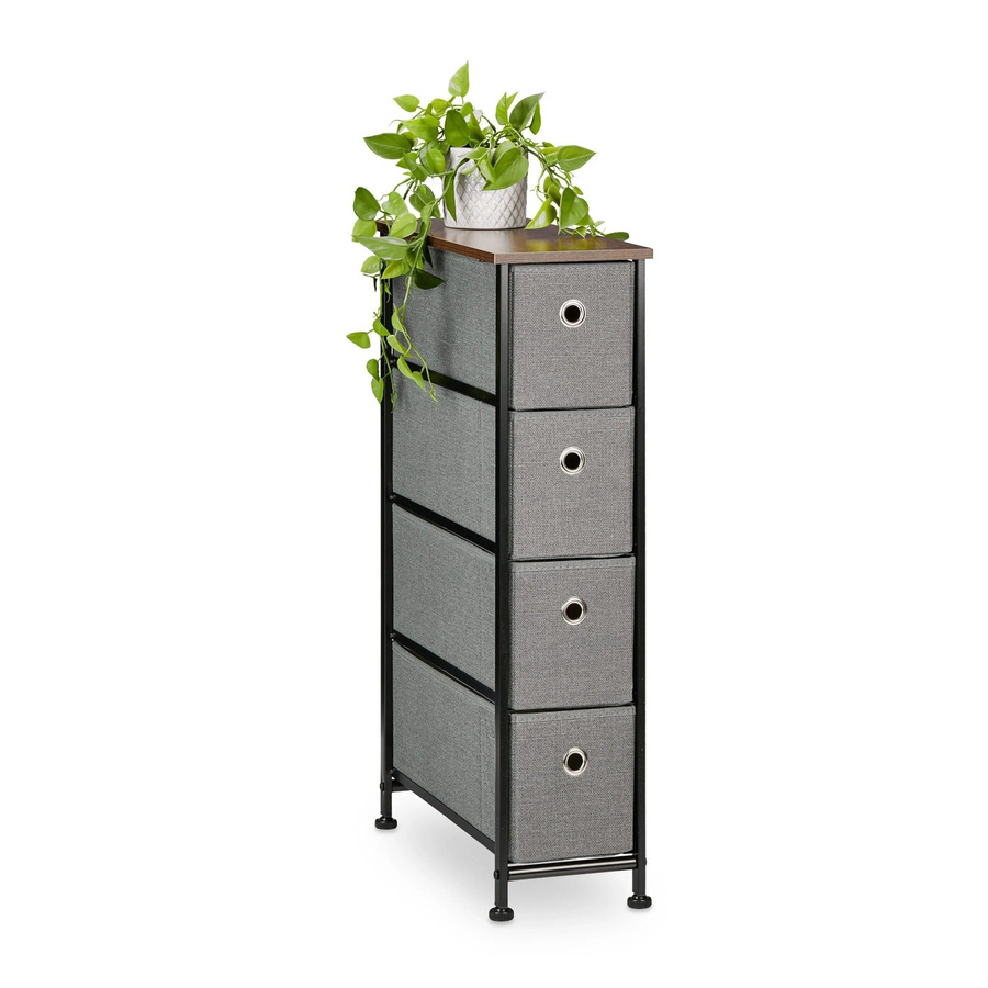Relaxdays Nischenregal mit 4 Schubladen im Industrial-Design aus Stahl und MDF, B/T/H: 76 x 20 x 48 cm, Schwarz Braun Grau - Bild 2