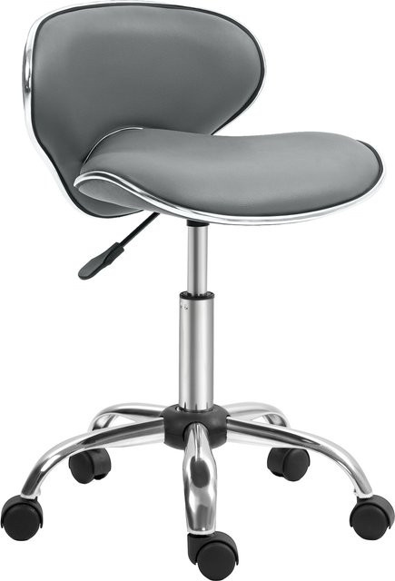 HOMCOM Rollenhocker Arbeitshocker mit Rückenlehne höhenverstellbar 44-56 cm, 360 Grad drehbar, grau, Aosom - Bild 1
