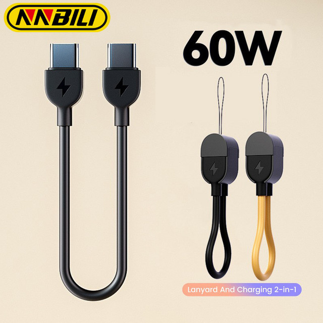 NNBILI USB-C auf USB-C Schnellladekabel 60 W mit Schlüsselanhänger in Lila für Huawei Honor Xiaomi und USB-C auf Lightning Kabel für iPhone 14 - Bild 1
