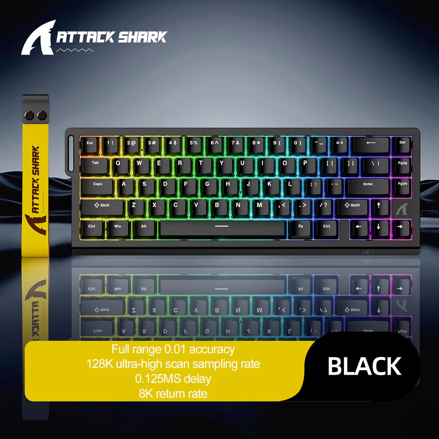 ATTACK SHARK X68 HE Rapid Trigger Gaming Tastatur in Schwarz mit 8KHz Magnetischen Switches, 60 % Layout, RGB und Unterstützung für Snap Tap, DKS, MT und TGL - Bild 5