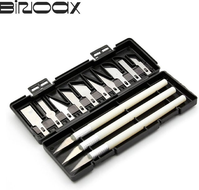 Binoax 13-teiliges Präzisions-Schneidewerkzeug Set aus Metall im Stift-Design für DIY-Projekte und Reparaturen in Weiß - Bild 1