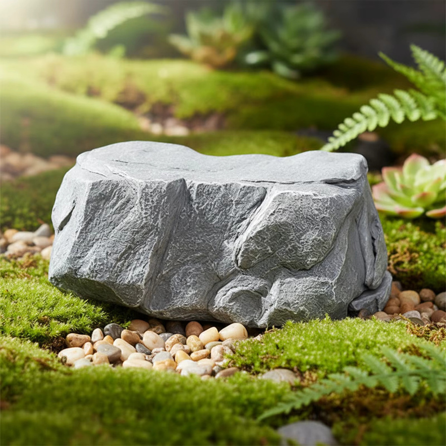 Alloet Versteckter Schlüsselhalter in Steinoptik, grau, wasserdicht für Garten oder Hof - Bild 4