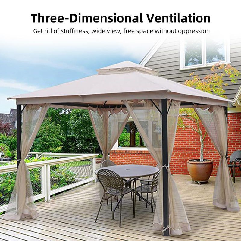 Aimo Moskitonetz für Terrassenüberdachungen und Verandas aus Polyester, Farbe: Braun/Beige, B x H: 300 x 360 cm - Bild 3