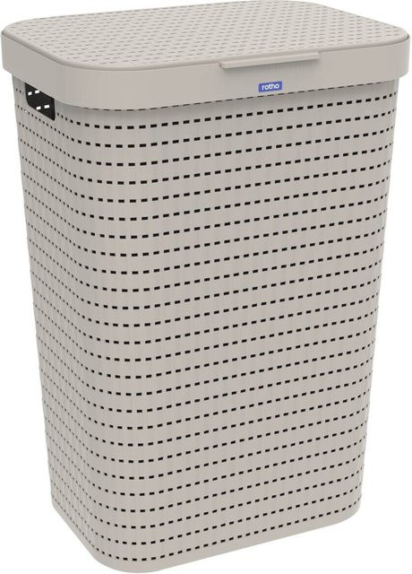 Wäschesammler Rotho Country 55 in Cappuccino mit Deckel und Griffen, Farbe: Beige/Braun, B/H/T: 32 x 57,2 x 42 cm - Bild 1
