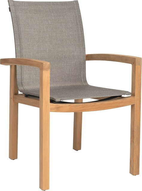 Stern Dining Sessel Leah aus Teakholz mit grauem Leinenbezug - Bild 1