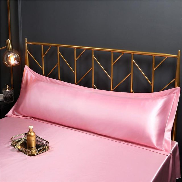 HomeHarmony Reversible Maulbeerseide-Kissenbezüge für Paare, Kühlende Eis-Seide, Farbe: Rosa, B x L: 48 x 150 cm - Bild 1
