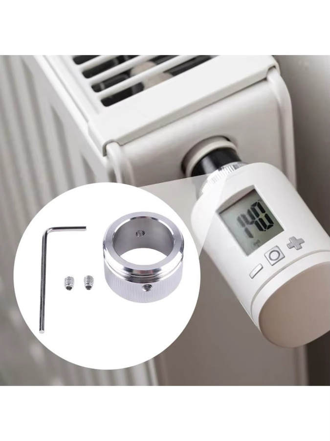 APWIKOGER Heizventil-Adapter M30 x 1,5 mit Streifen aus 304 Edelstahl für Thermostatköpfe und Heizkörperventile - Bild 3