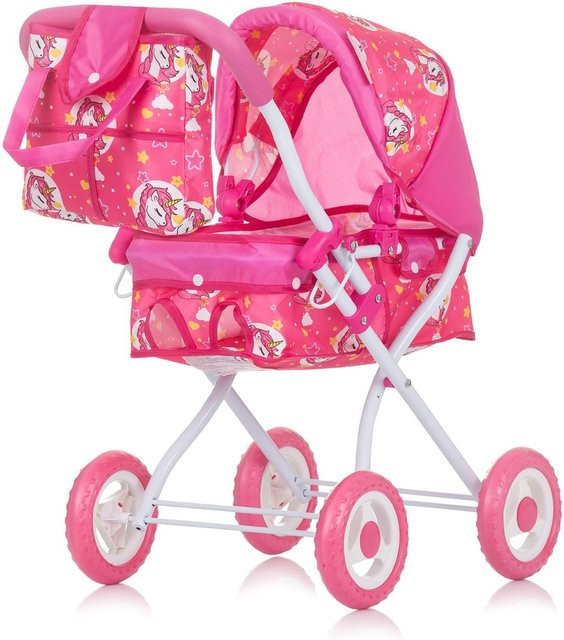 Chipolino Puppenwagen Emily Tasche Sonnendach verstellbar zusammenklappbar pink ab 3 Jahren - Bild 1