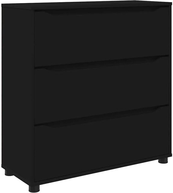 vidaXL Aufbewahrungsschrank Schwarz aus Holzwerkstoff, minimalistisches Design, B/T/H: 80 x 31 x 81 cm - Bild 1