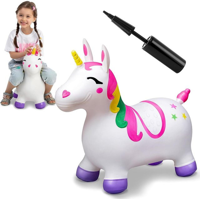 JOYIN Einhorn Hüpfendes Einhorn Pferd, Hüpfspielzeug, grau, ab 3 Jahre - Bild 1