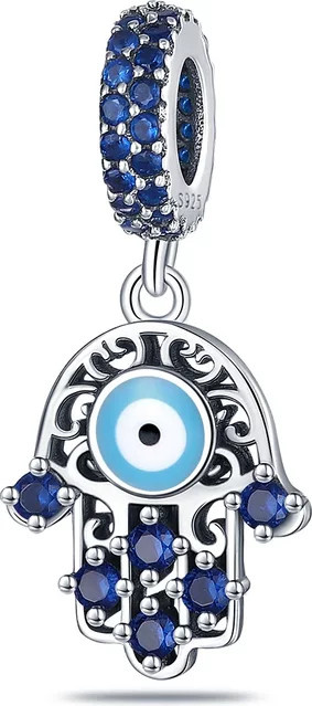 Charms Original Anhänger 925 Silber, vergoldet, Blaues Dämonenauge, Perlen, Damen - Bild 1