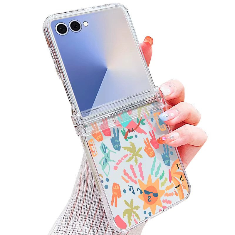 MOESOE Klare Schutzhülle mit Cartoon Meer Landschaft Muster für Samsung Galaxy Z Flip6, Transparent/Multicolor - Bild 5