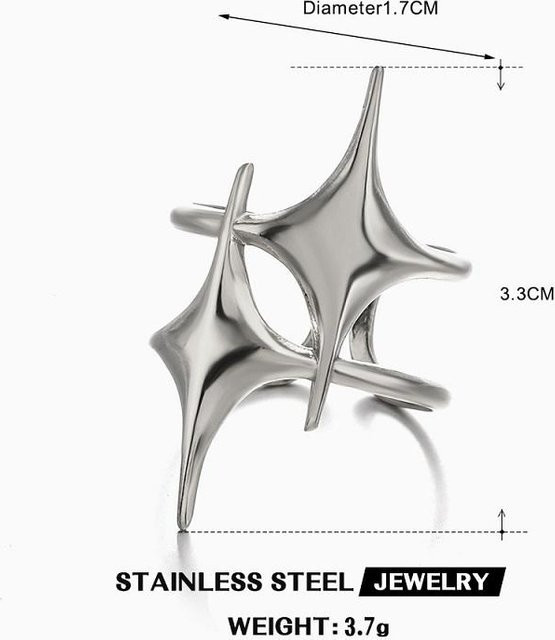 YULIN Ringe Edelstahl, Gold, Stern, Kreuz, Verstellbar, Unisex - Bild 1