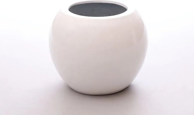 Pflanzkübel Ball aus Fiberglas von Elegant Einrichten in Weiß Hochglanz, Durchmesser: 40 cm, Höhe: 32 cm - Bild 1