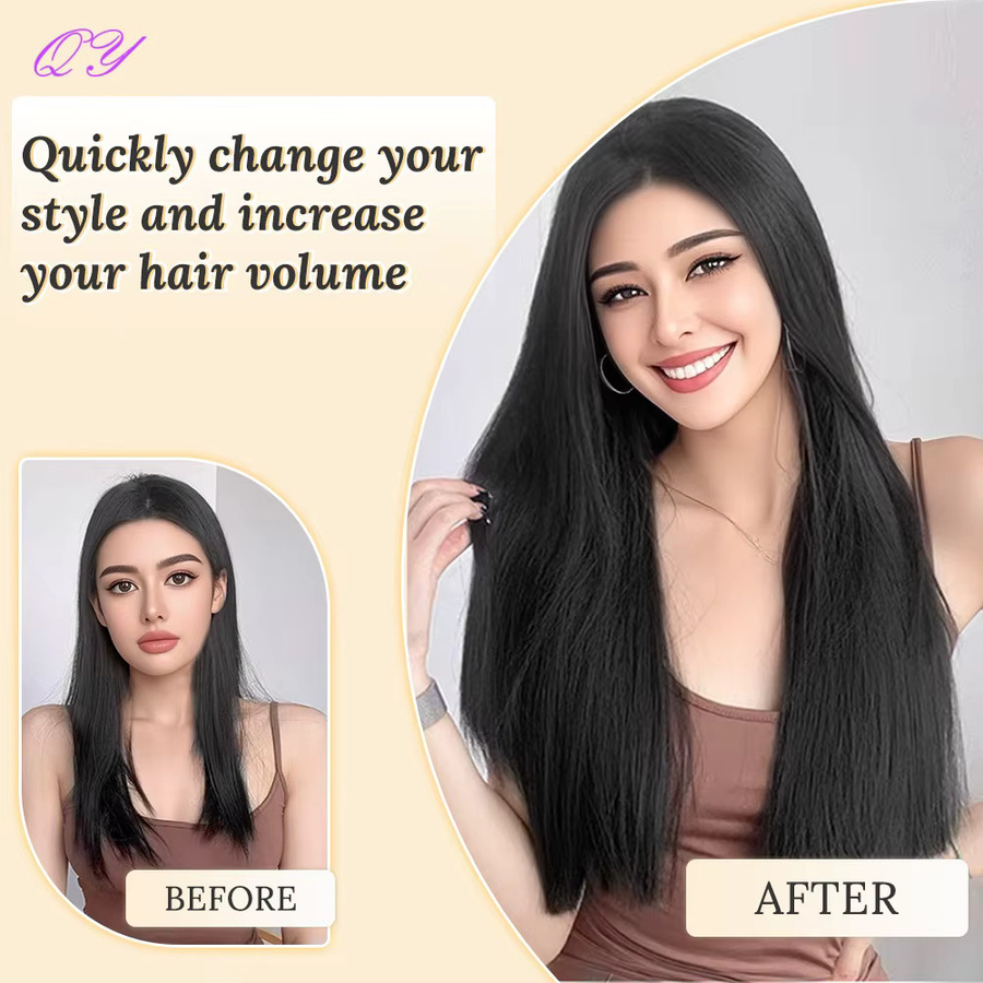 IQRYR WIG Haarverlängerungsperücke, synthetisch, schwarzbraun, Damen - Bild 2