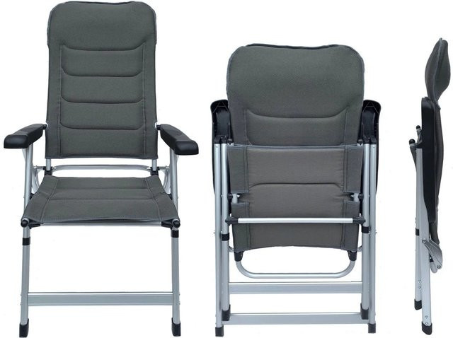 Osoltus Alu Camping Klappsessel Soft Touch 3D MESH AIR mit verstellbarer Kopfstütze und Armlehnen, Anthrazit, B/T/H: 73 x 62 x 120 cm - Bild 1