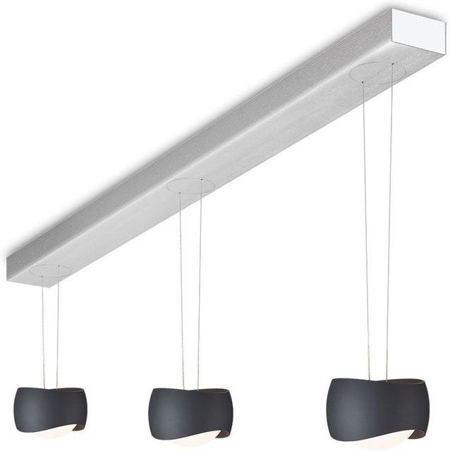 Oligo Curved Slack-Line LED-Pendelleuchte 3-flammig in Schwarz matt aus gebürstetem Aluminium mit Tunable White (2200K - 5000K) und Casambi-Steuerung - Bild 1