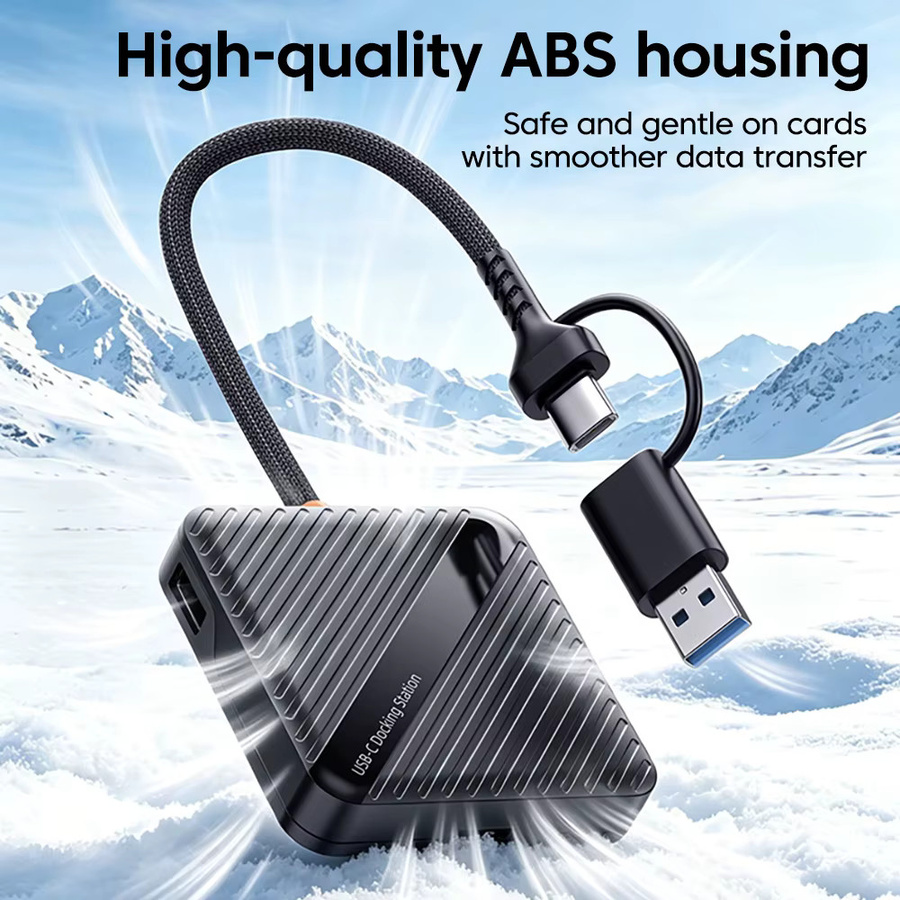 Olaf 5-in-1 Kartenleser und Aufbewahrungsbox mit USB-A und USB-C für SD- und TF-Speicherkarten in Schwarz oder Weiß - Bild 3