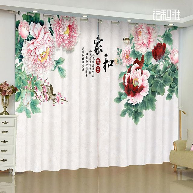 Yiran Furniture Chinesischer Stil Landschaftsdekorationsdruck Fensterläden Jalousien mit 2 Paneelen, Mehrfarbig, B/H: 100 x 130 cm - Bild 1
