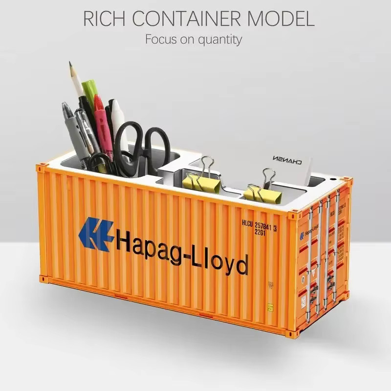 Miniatur Versand Container Modell als Stifthalter und Desktop Organizer in Orange - Bild 2