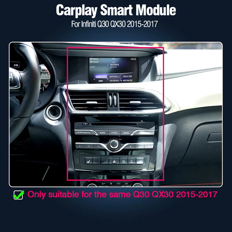 AUTOTOP Kabelloses CarPlay und Android Auto Nachrüstkit für Infiniti QX30 und Q30 (2013-2019) mit MirrorLink, Airplay, AUX und Bluetooth - Bild 2