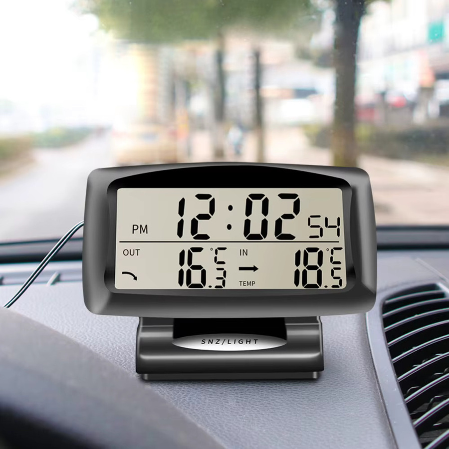 KKMOON 2-in-1 Auto-Uhr und digitales Thermometer mit hintergrundbeleuchtetem LCD-Display in Schwarz - Bild 2