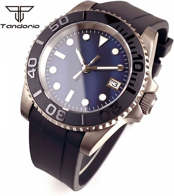 Tandorio Armbanduhr, Automatik, Titan, blau, 40 mm, Silikon, Herren - Bild 1