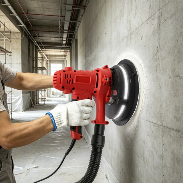 Trockenbauschleifer mit 800W Leistung und variabler Geschwindigkeit in Rot, Staubfreie Wand- und Deckenschleifmaschine mit LED-Licht und Staubbeutel, 220V EU-Stecker - Bild 1