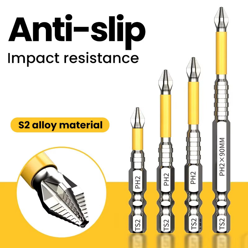 DTBD 5/6 Stück magnetische Kreuzschlitz-Schlagbits aus legiertem Stahl in Silber für Elektrowerkzeuge - Bild 2