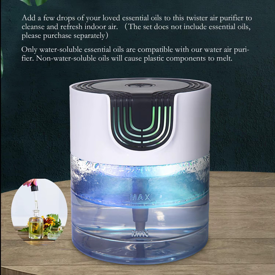 Ofenlai Aroma Diffuser Luftreiniger und Luftbefeuchter auf Wasserbasis in Grau und Weiß mit Duftfach - Bild 6