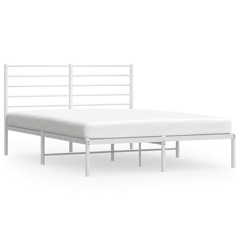 Vidaxl Metall-Bettgestell mit Kopfteil in Weiß, B/L: 135 x 190 cm - Bild 3