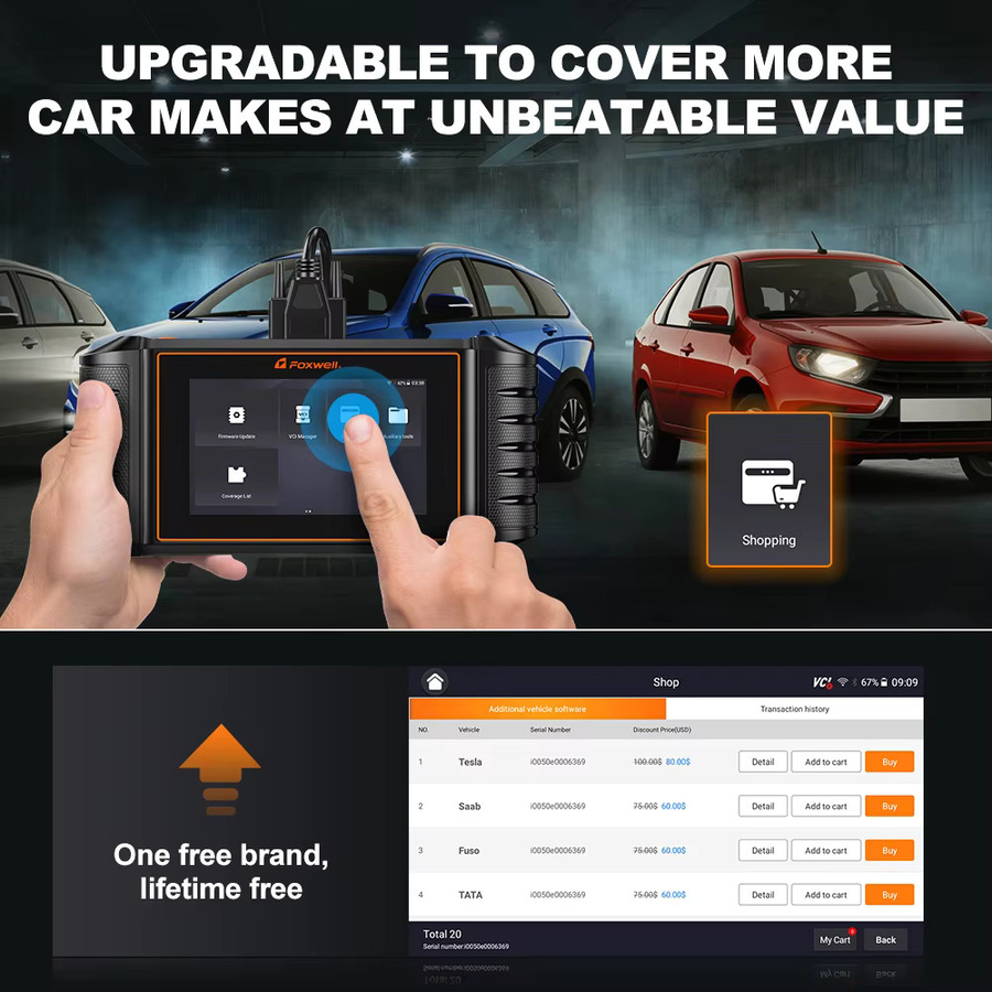 FOXWELL NT710 OBD2-Scanner Vollsystem-Diagnosetool mit bidirektionaler Steuerung, 30+ Reset-Diensten, ABS-Entlüftung, TPMS, EPB und Öl-Reset in Schwarz mit WLAN-Update für 33 Automarken - Bild 3