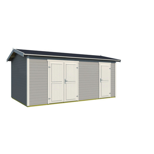 Lasita Gartenhaus Tuvalu XL aus Fichtenholz mit Satteldach in Lichtgrau, B/H/T: 540 x 250,8 x 331,2 cm - Bild 3