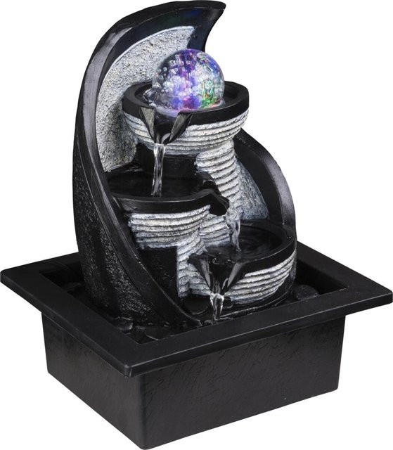 Globo LED-Zimmerbrunnen Albert Kugel in Grau aus Kunststoff, B/H/T: 18 x 26 x 17,5 cm - Bild 1