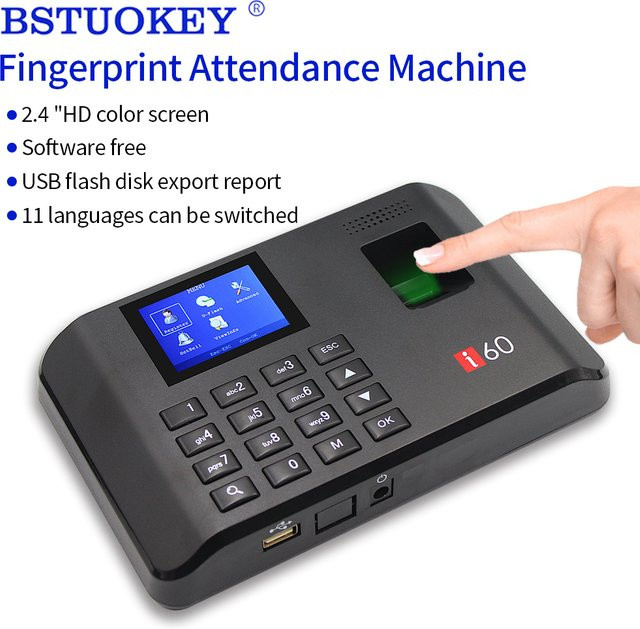 LUCKING DOOR Biometrische Anwesenheitsmaschine mit RFID und Fingerabdruck-Scanner in Schwarz - Bild 1