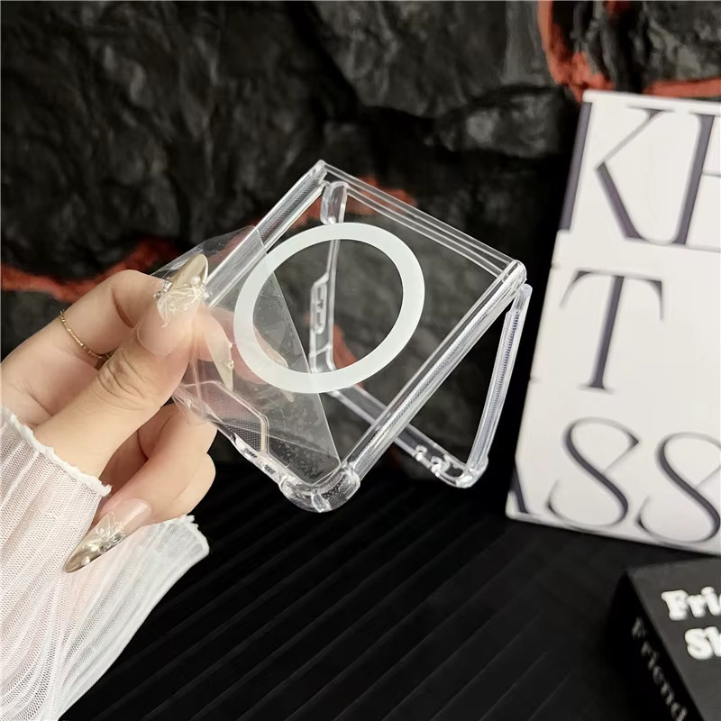Transparente magnetische Slim Schutzhülle aus PC für Samsung Galaxy Z Flip 7FE, Z Flip 6, Z Flip 5, Z Flip 4 und Z Flip 3 5G mit Anti-Drop Funktion - Bild 3