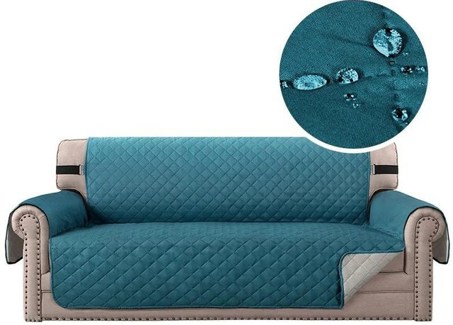 Wasserdichte und rutschfeste Sofadecke von YTO Household items in Petrol, gesteppte Sofamatte aus Polyester für 2-Sitzer, Breite: 117 cm - Bild 1