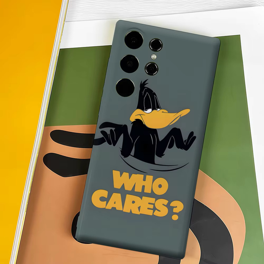 Stoßfeste Doppelschicht Handyhülle mit Daffy Duck Design für Samsung Galaxy S26 S25 S24 S23 Ultra Plus, Farbe: Grau - Bild 4