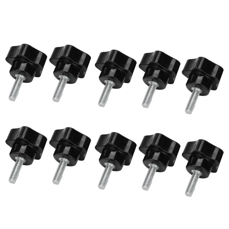 10 Stück Knopfschrauben mit Fünfstern-Griff aus Kunststoff in Schwarz, M6x32x20 mm - Bild 2