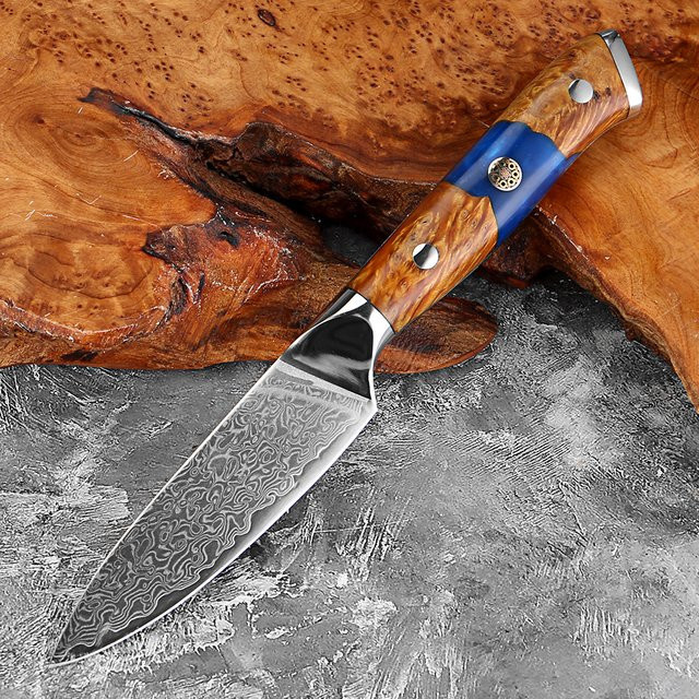 Xituo Damaststahl Obstmesser mit Holz-Harz-Griff in Multicolour, 3,5-Zoll Schälmesser für Obst und Gemüse - Bild 1