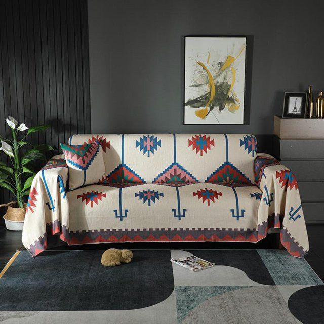Super Six Sofabezug im nordischen Design mit Schneebedeckt-Print, Beige/Mehrfarbig, Breite: 180 cm, Höhe: 150 cm - Bild 1