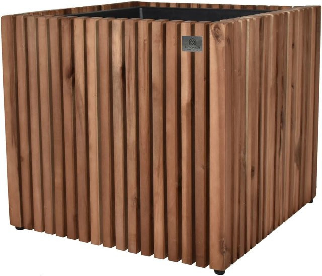 LAMORENDA Pflanzgefäß mit Einsatz aus Akazienholz in Dunkelbraun, B/T/H: 48 x 48 x 44 cm - Bild 1