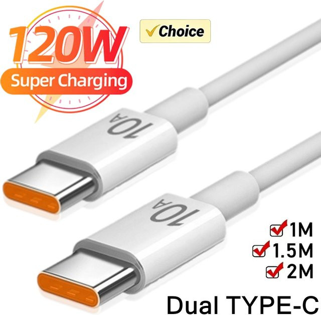 USB-C zu USB-C Schnellladekabel 120W mit Datensynchronisation in Weiß - Bild 1