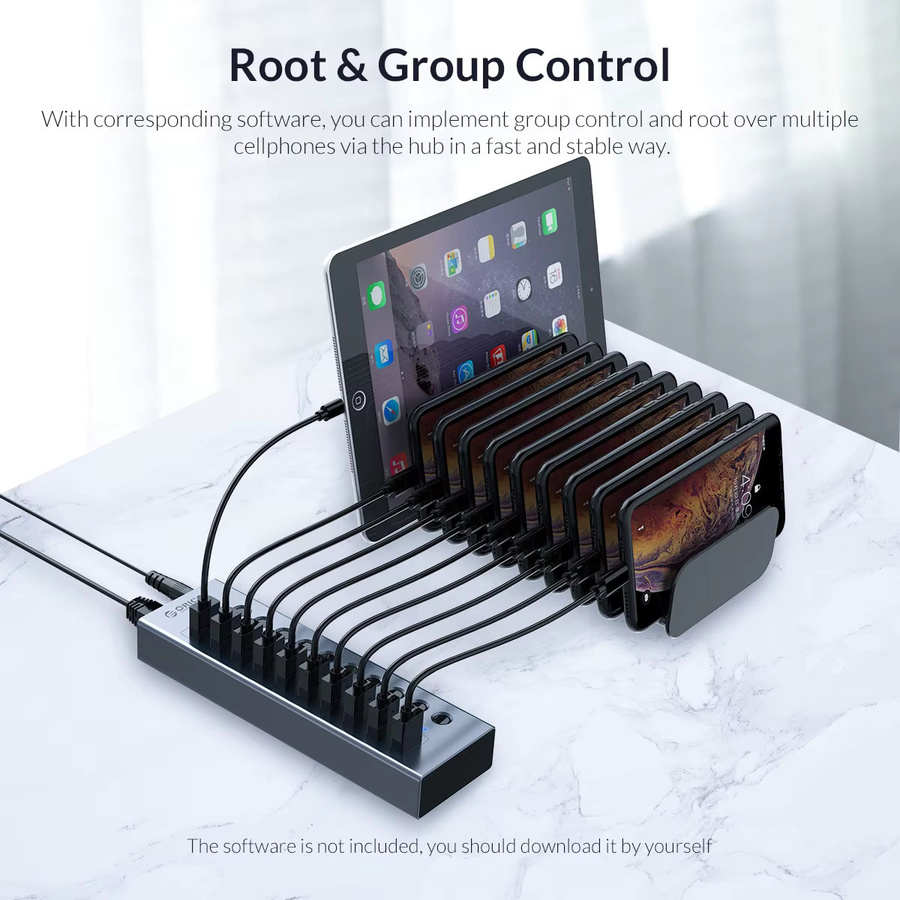 ORICO USB 3.0 Hub mit Ein-Aus-Schalter und Stromversorgung in Silber - Bild 4