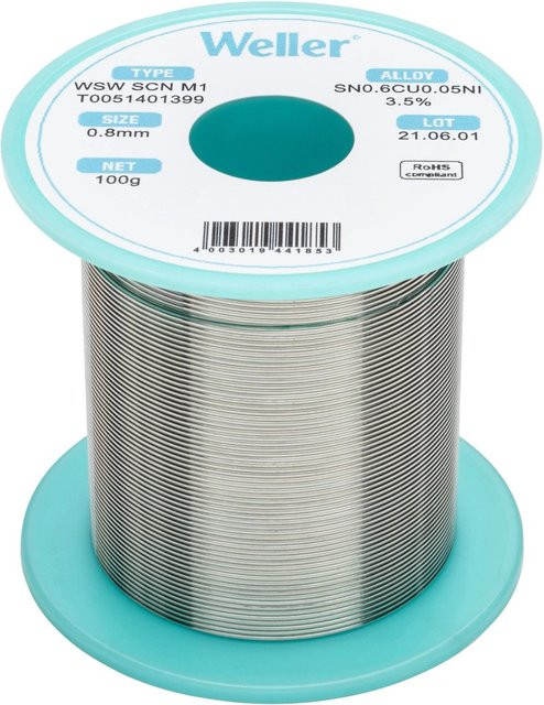 Weller Lötdraht WSW SCN M1 Sn0,7Cu 0,8 mm 100 g - Bild 1