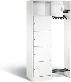 C+P Offene Garderobe Serie 8070 in Verkehrsweiß mit Garderobenstange und Zylinderschlössern, H x B x T: 195 x 96 x 48 cm - Bild 1