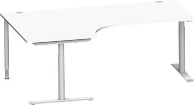 Schäfer Shop Genius Winkelschreibtisch MODENA FLEX 90 Grad mit T-Fuß-Rundrohr, Ansatz links, weiß, Breite: 200 cm - Bild 1